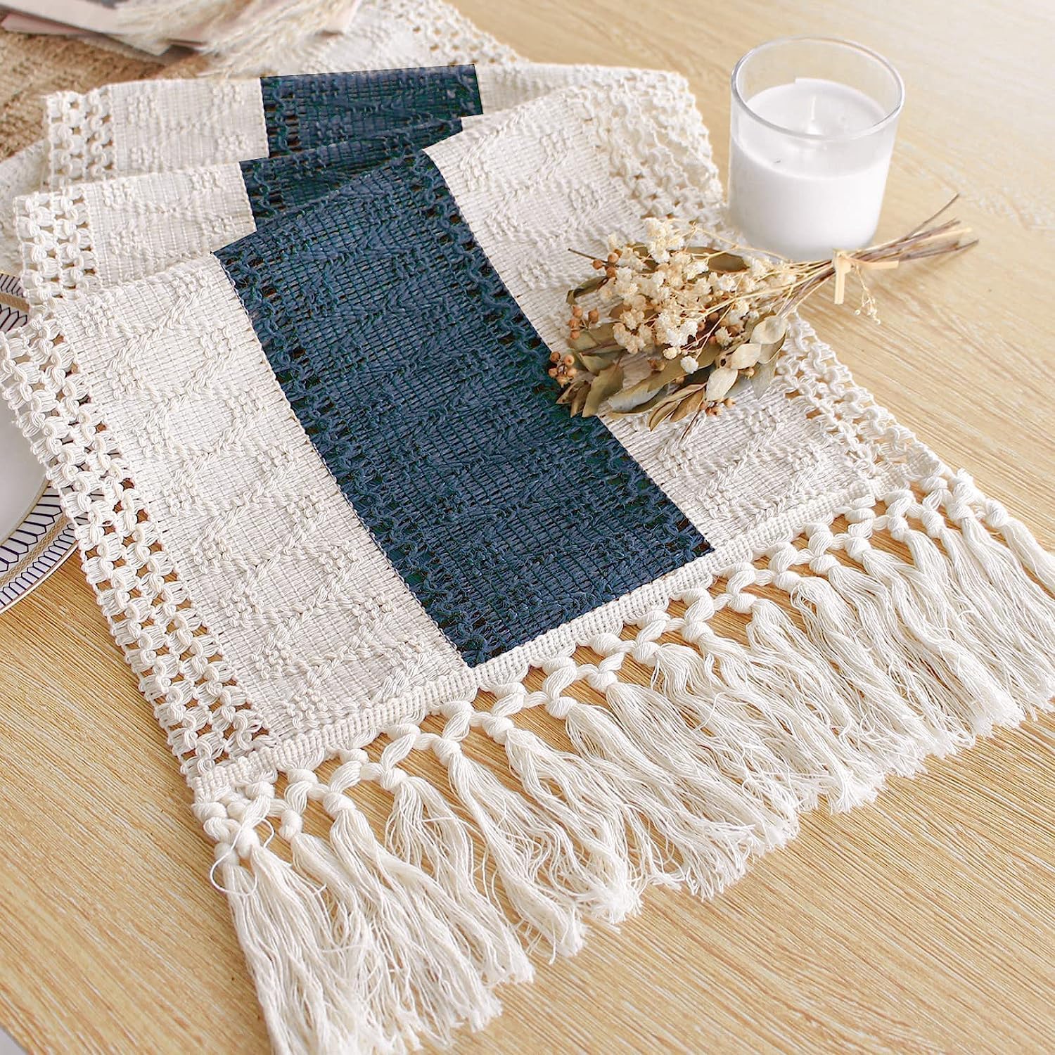 FEXIA Boho Table Runner for Thanksgiving Fall Christmas