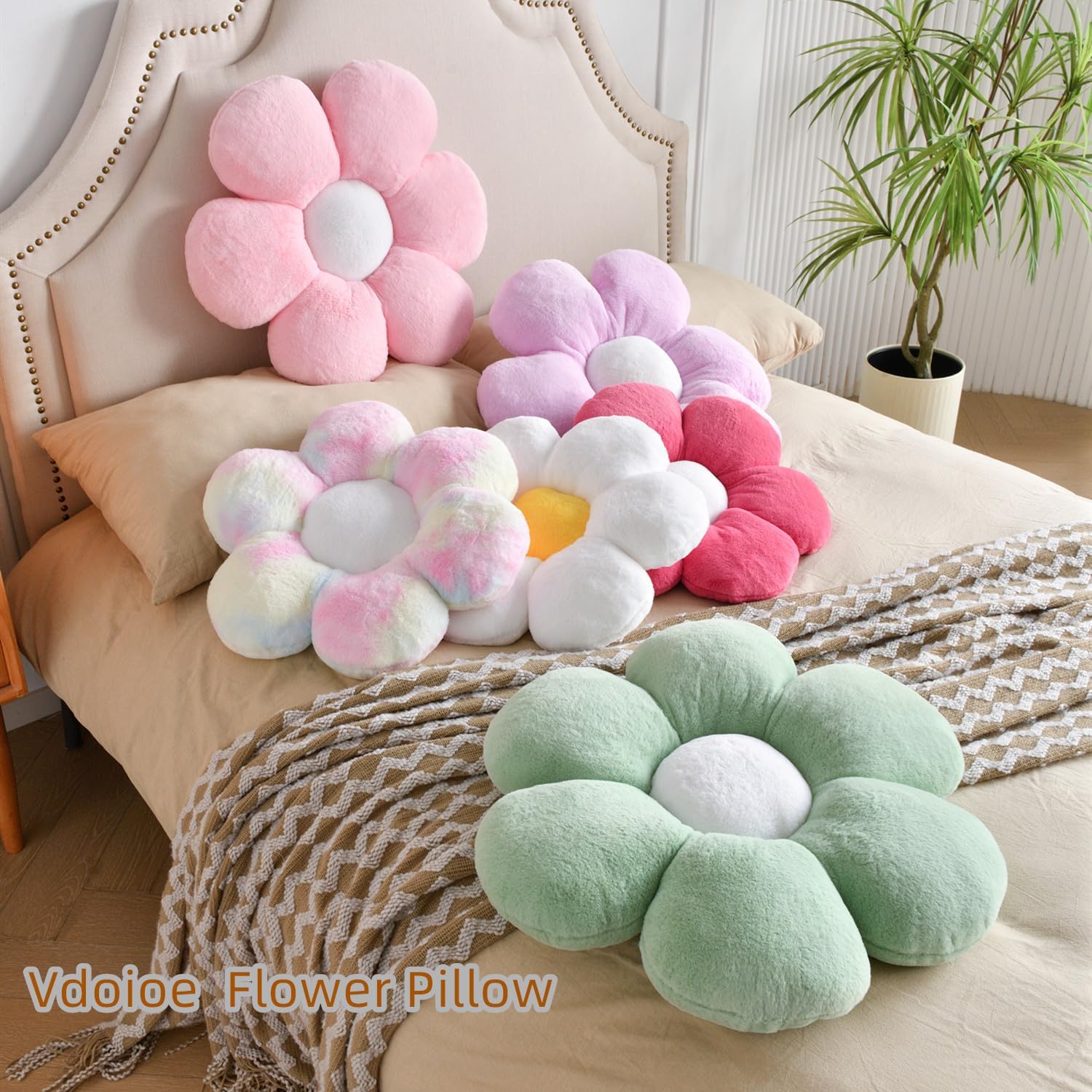 Pink Flower Pillow Flower Shaped