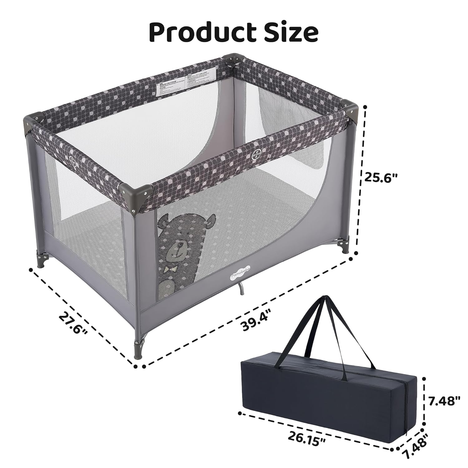 Pamo Babe Portable Crib Baby Playpen with Mattress