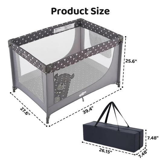 Pamo Babe Portable Crib Baby Playpen with Mattress