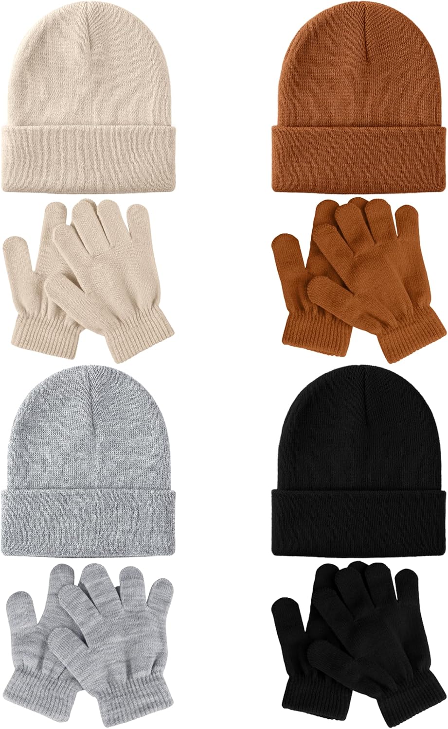 Glooarm 8 Pack Kids Beanie Hats and Gloves Set