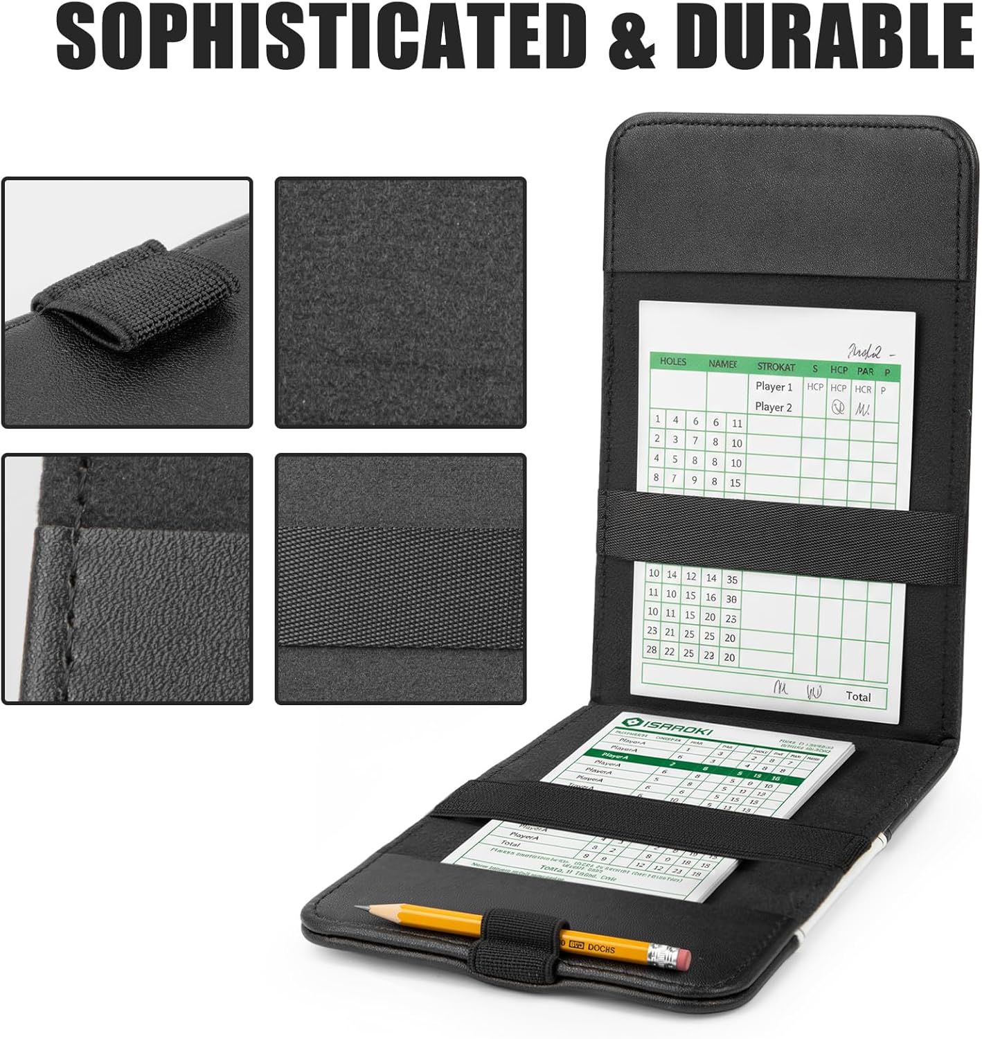 Leather Golf Scorecard Holder Cover Universal Fit