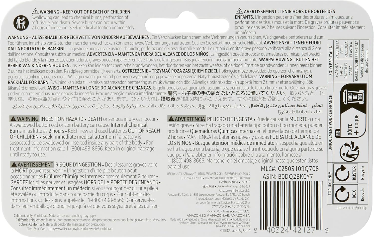 6-Pack CR2450 Lithium Coin Cell Battery