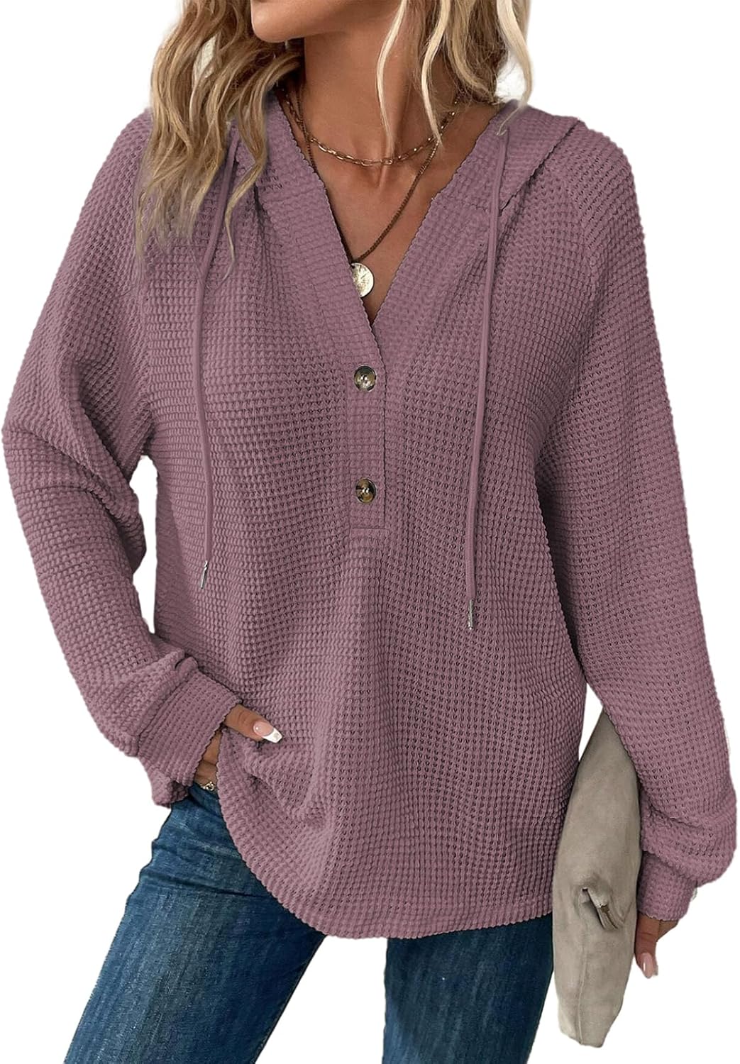 Dokotoo Hoodies for Women Waffle Knit Long Sweatshir