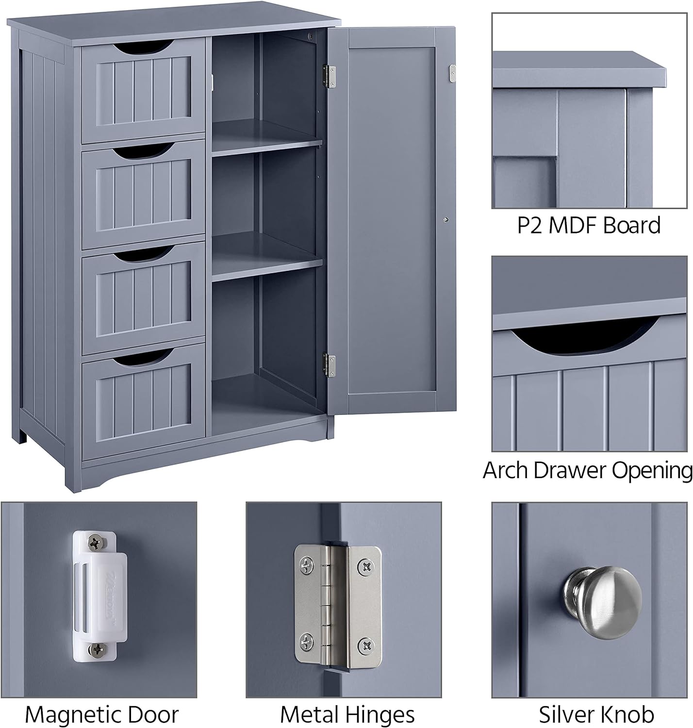 Yaheetech Bathroom Floor Cabinet Freestanding Storage Organizer