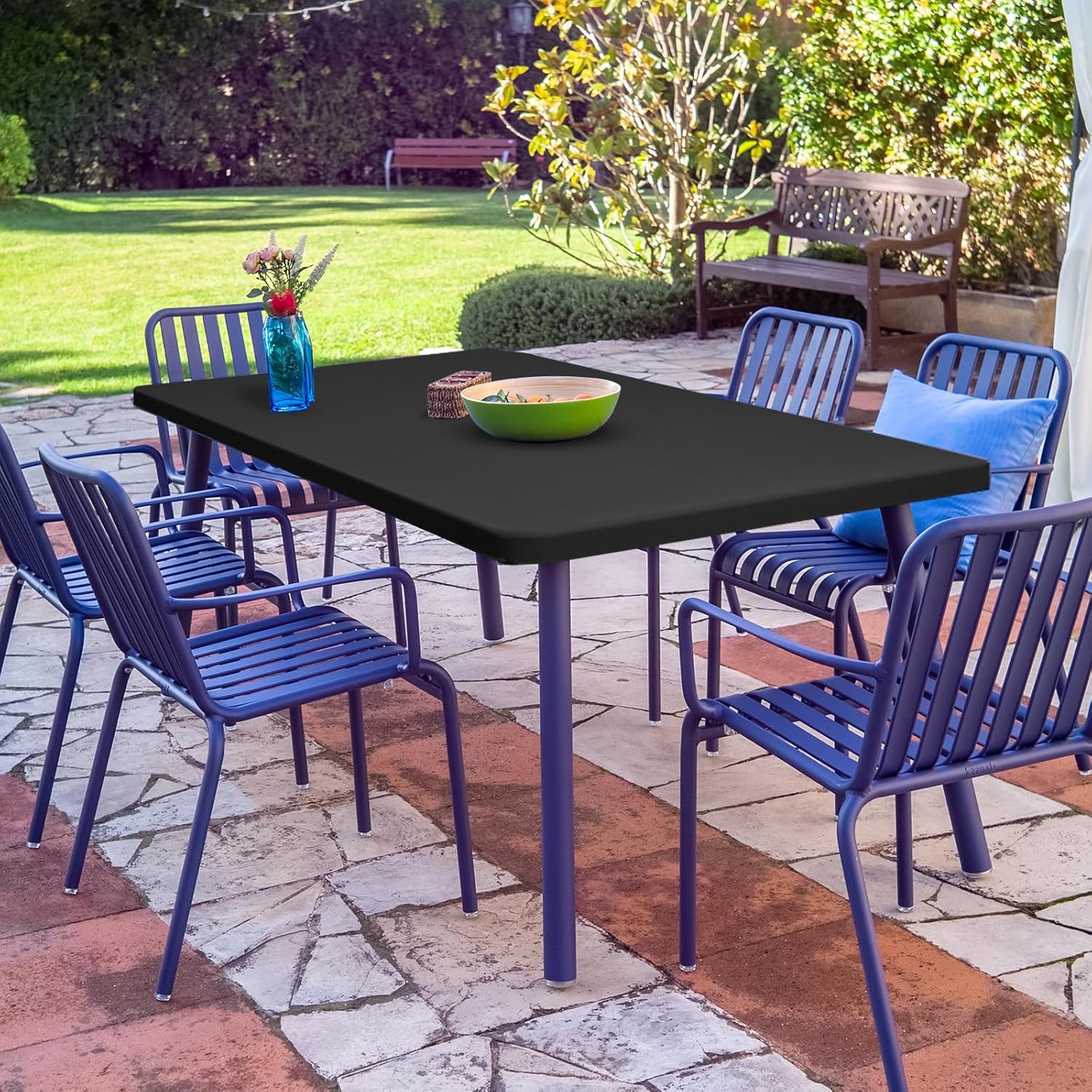 Fixwal 8FT Black Spandex Tablecloths Set