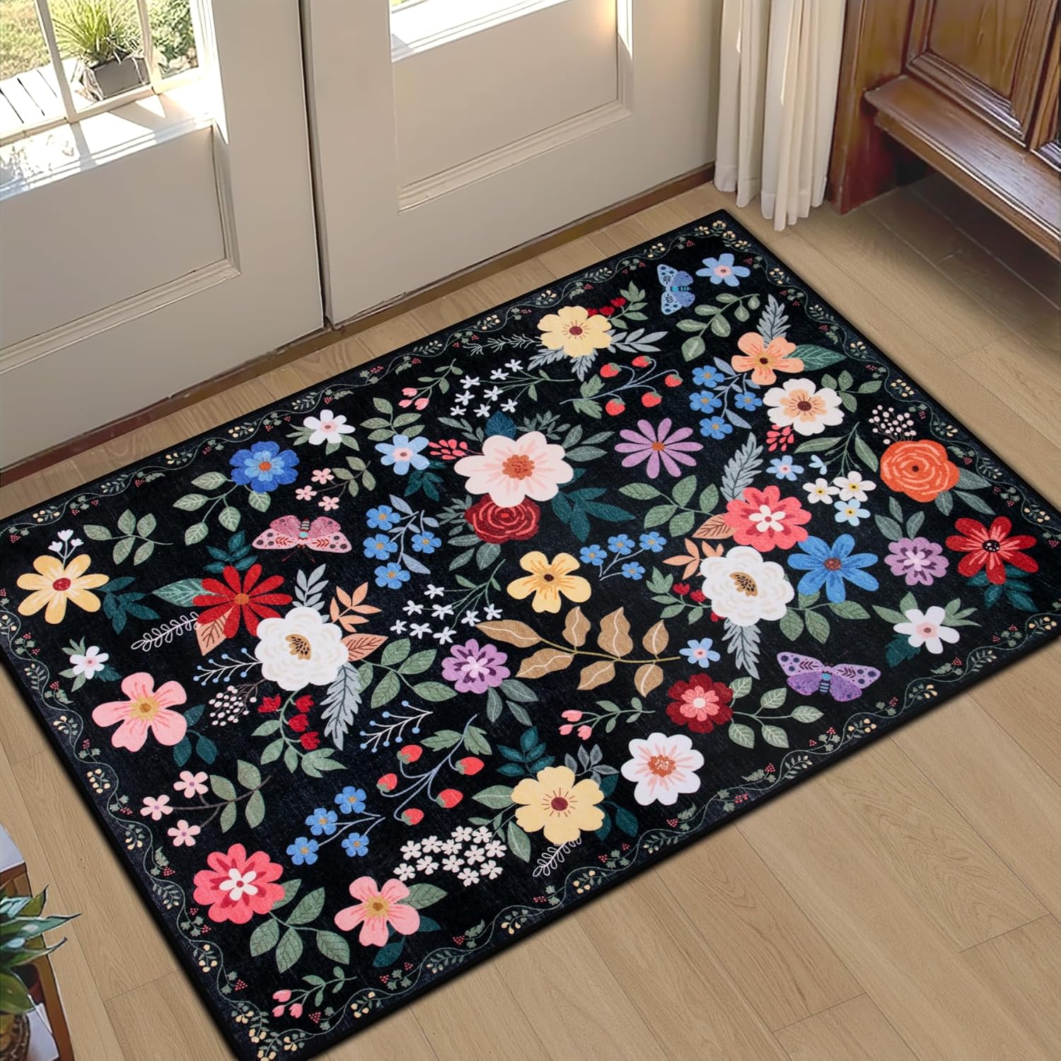8x10 Area Rugs for Living Room: Floral Washable Rug Vintage