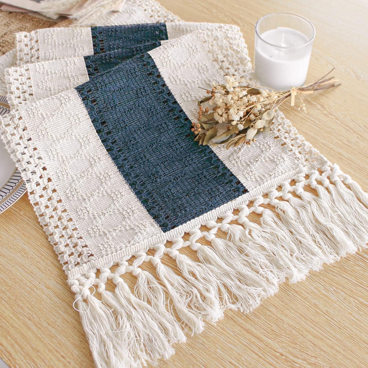 FEXIA Boho Table Runner for Thanksgiving Fall Christmas