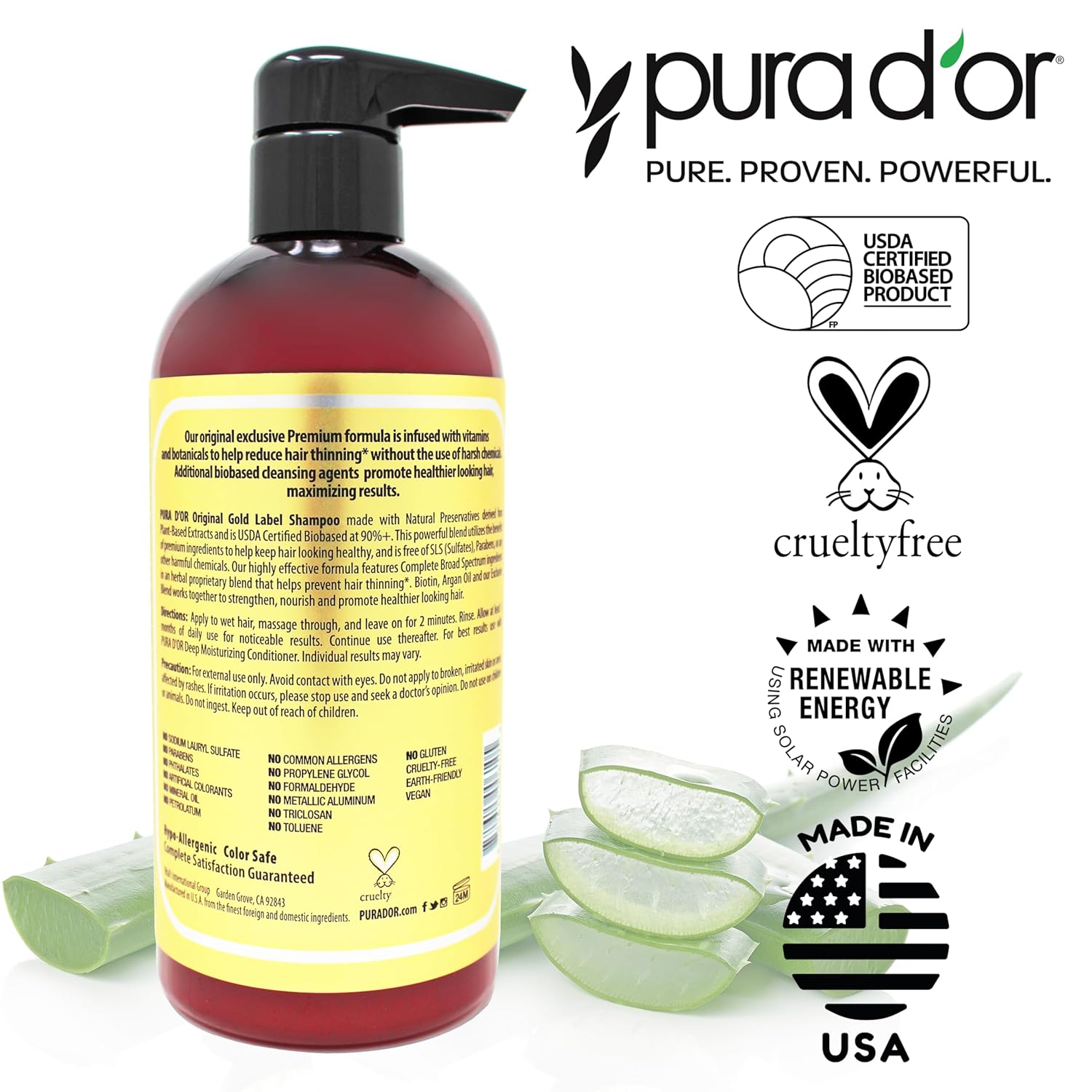 PURA D'OR Anti-Thinning Shampoo with Argan Oil