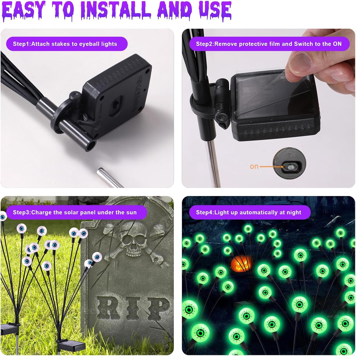 ASMAD Halloween Solar Eyeball Lights Pathway Decor