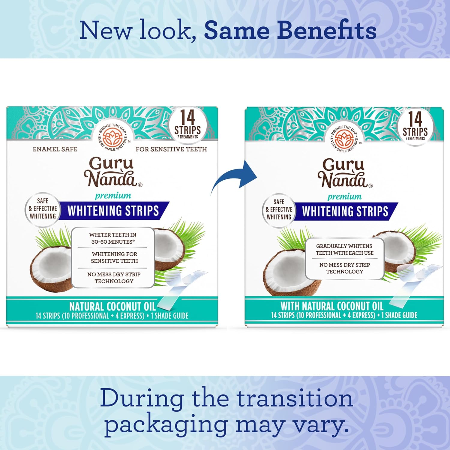 GuruNanda Teeth Whitening Strips with Non-Slip