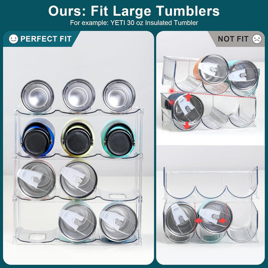 LARGER Compartment - Stackable Water Bottle Organizer Holder