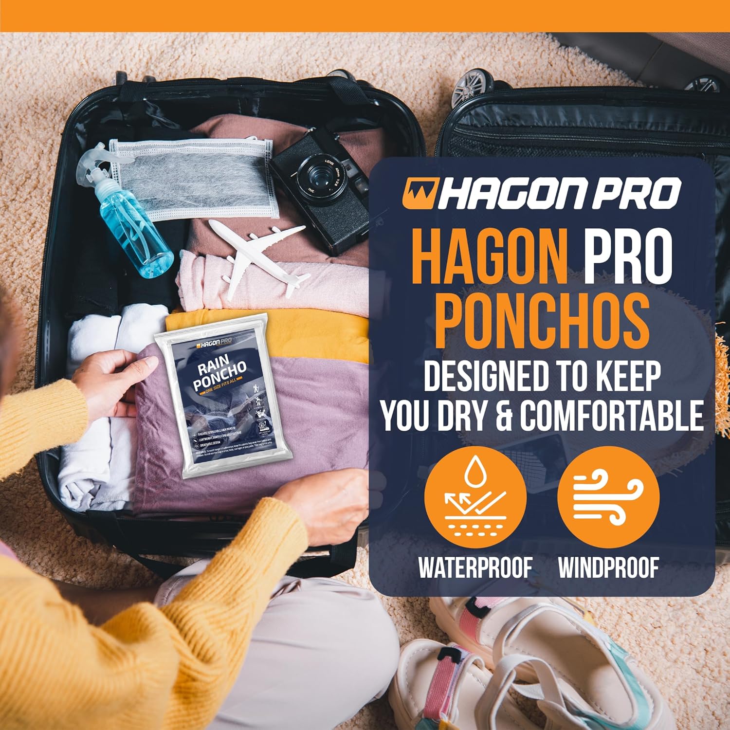 Hagon PRO Disposable Rain Ponchos for Adults