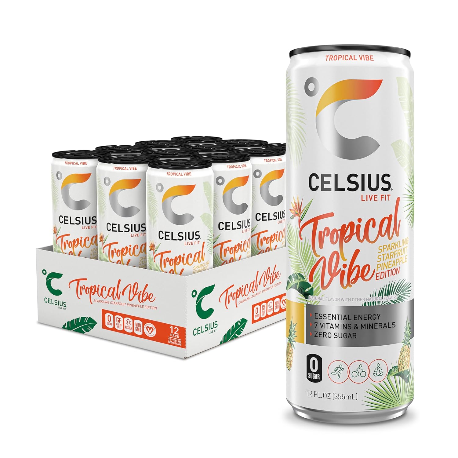 CELSIUS Sparkling Peach Vibe Energy Drink 12 pack