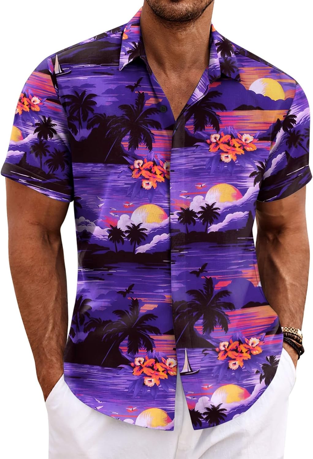 COOFANDY Men's Linen Short Sleeve Shirt