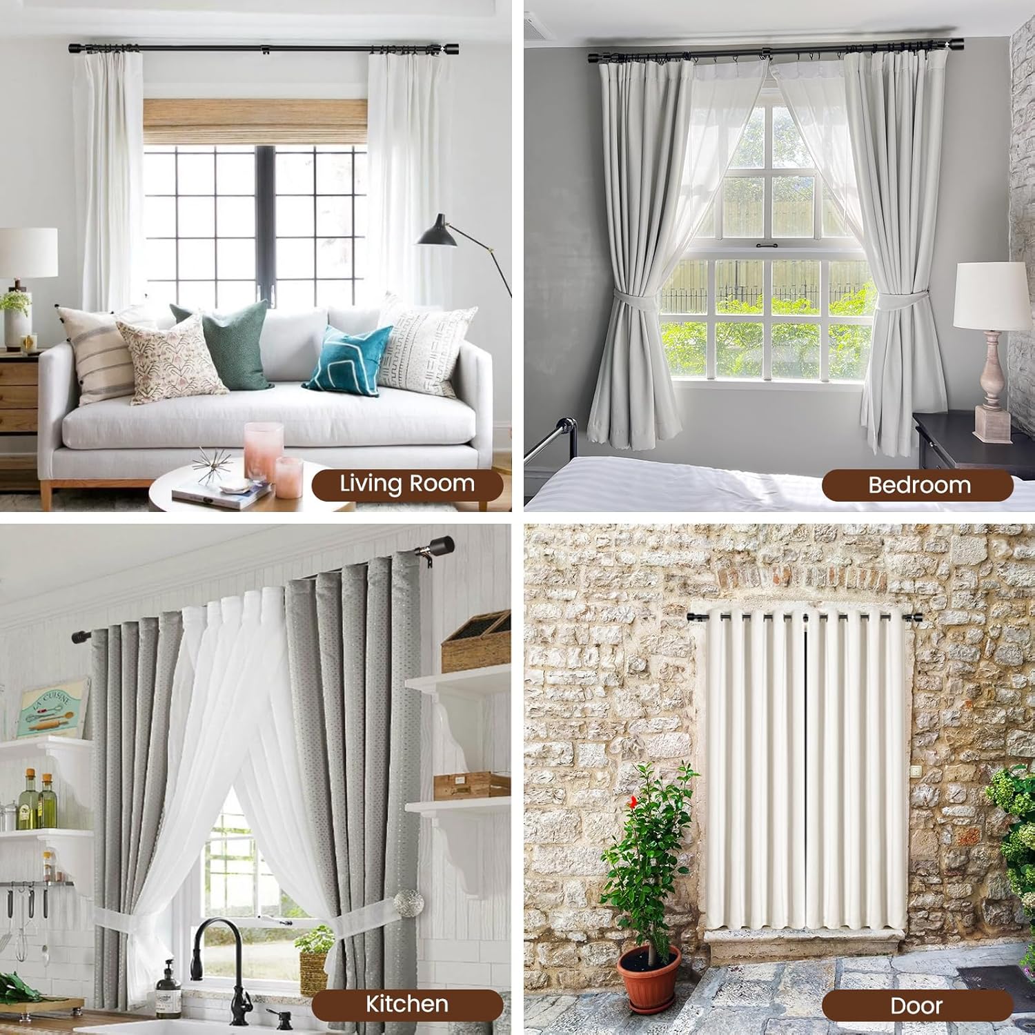 1” Diameter Curtain Rods Itself is 30 to144 inch 1 Pack