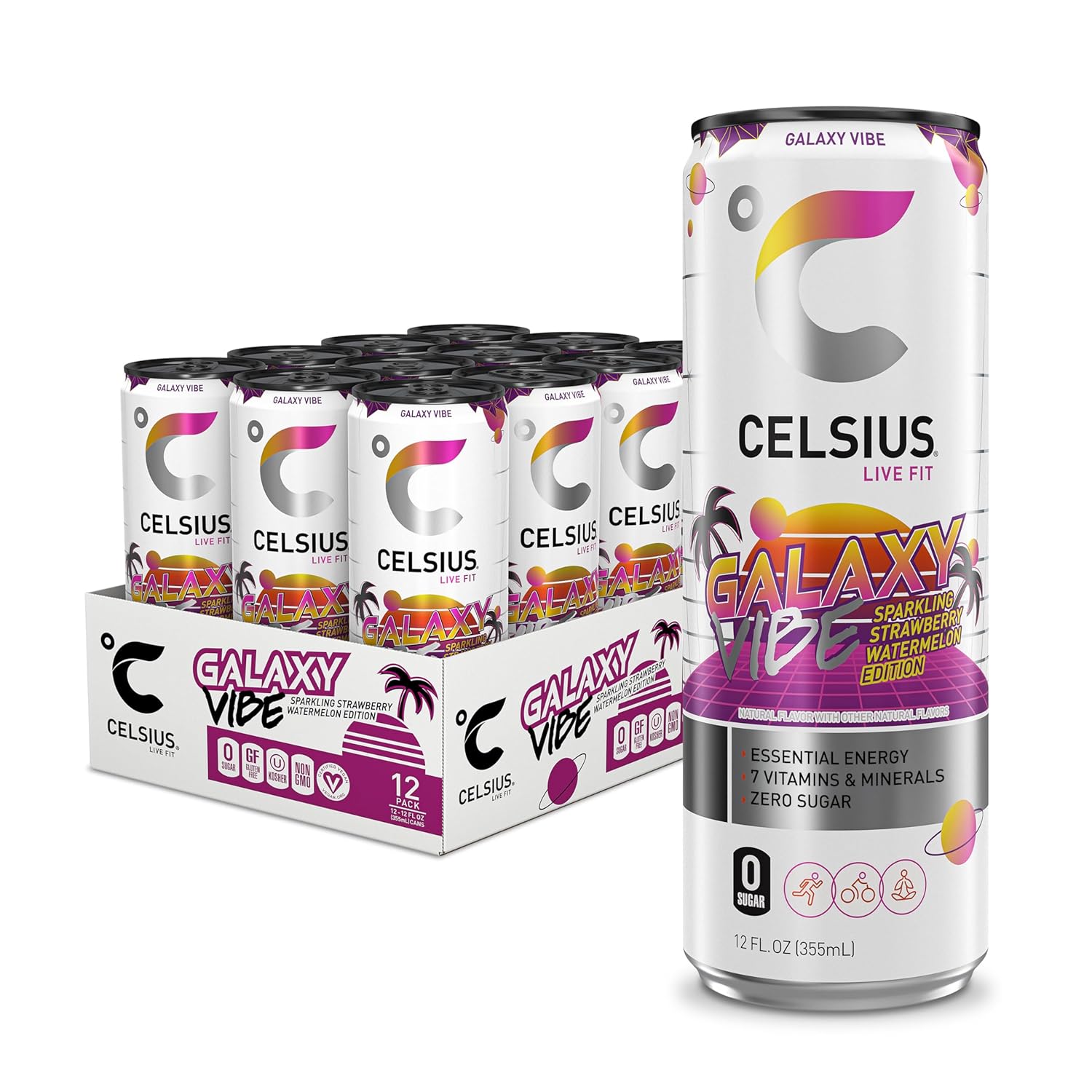 CELSIUS Sparkling Peach Vibe Energy Drink 12 pack