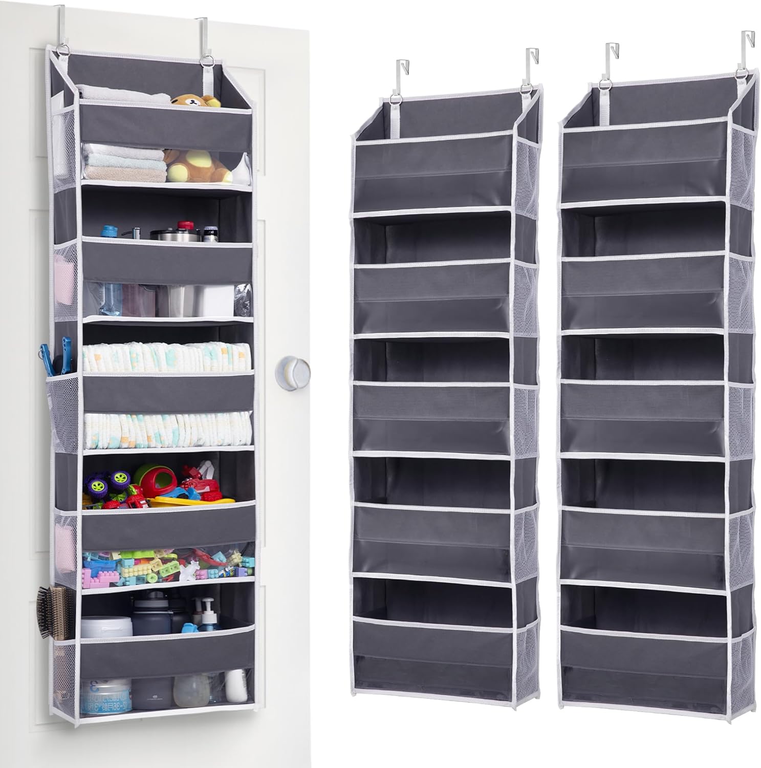 Door Organizer with 5 Large Pockets 10 Mesh Side Pockets