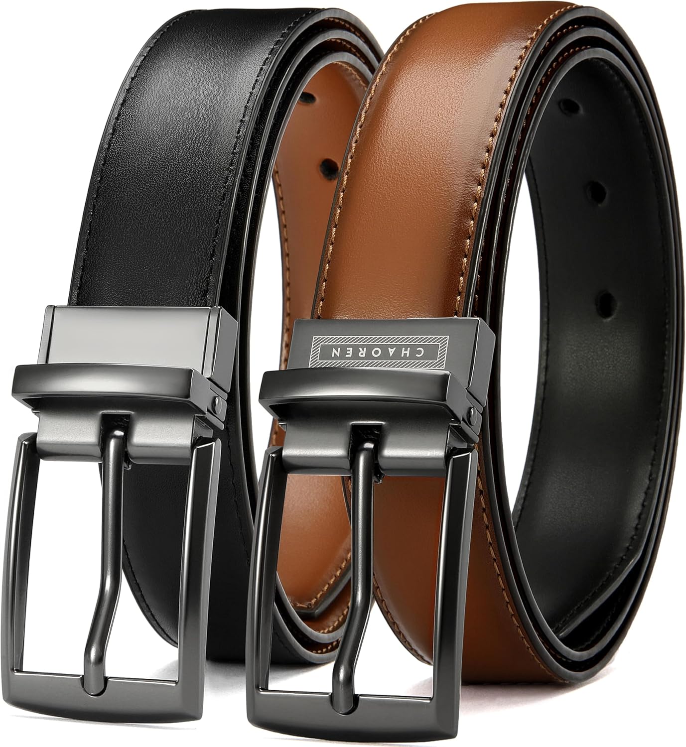 CHAOREN Boys Reversible Leather Belt Kids Dress Belt