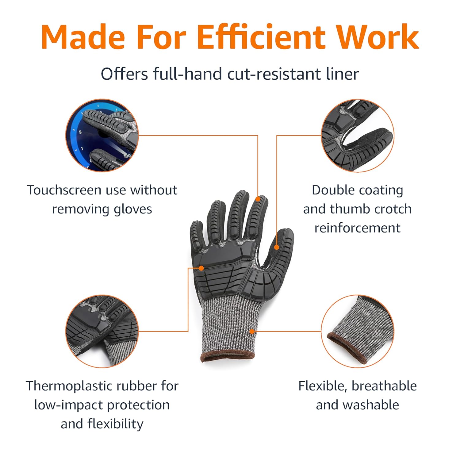 Cut Level A2, ANSI Level A4, Impact Protection Gloves