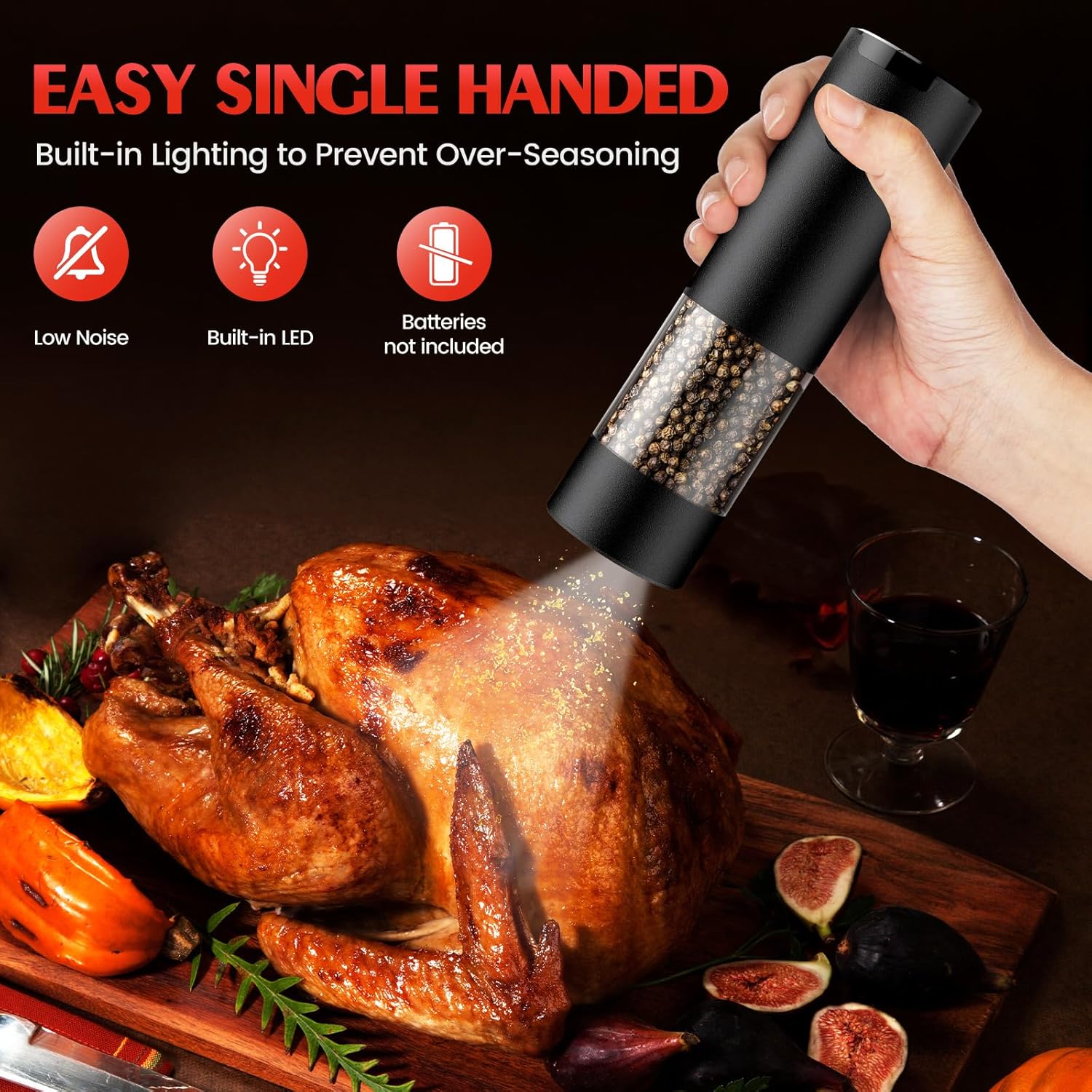 Electric Salt and Pepper Grinder Set Automatic Battery