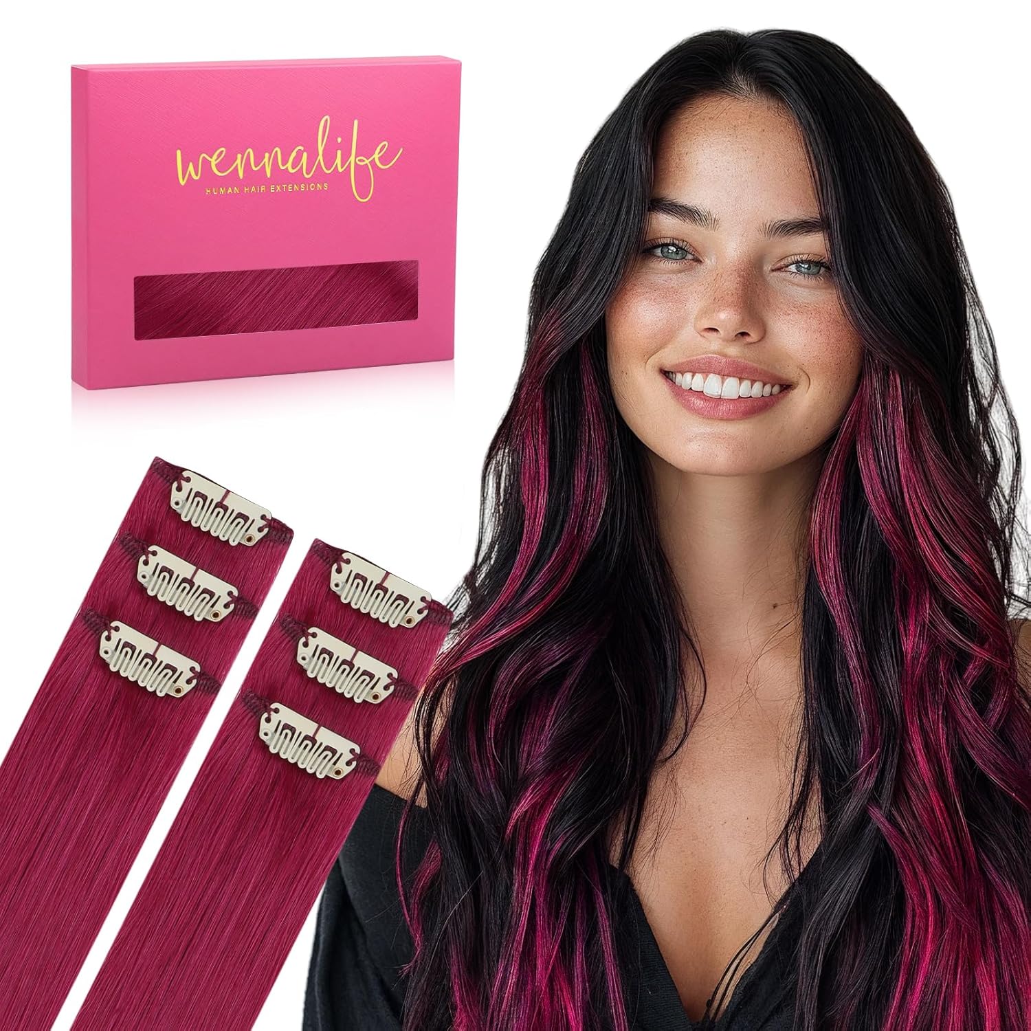 WENNALIFE Clip in Hair Extensions Real Human Hair