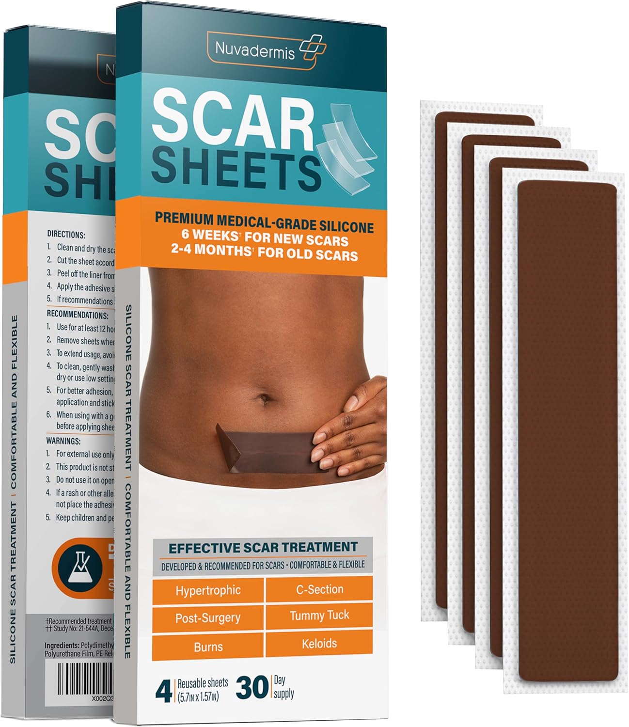 NUVADERMIS Silicone Scar Tape for Surgical Scars