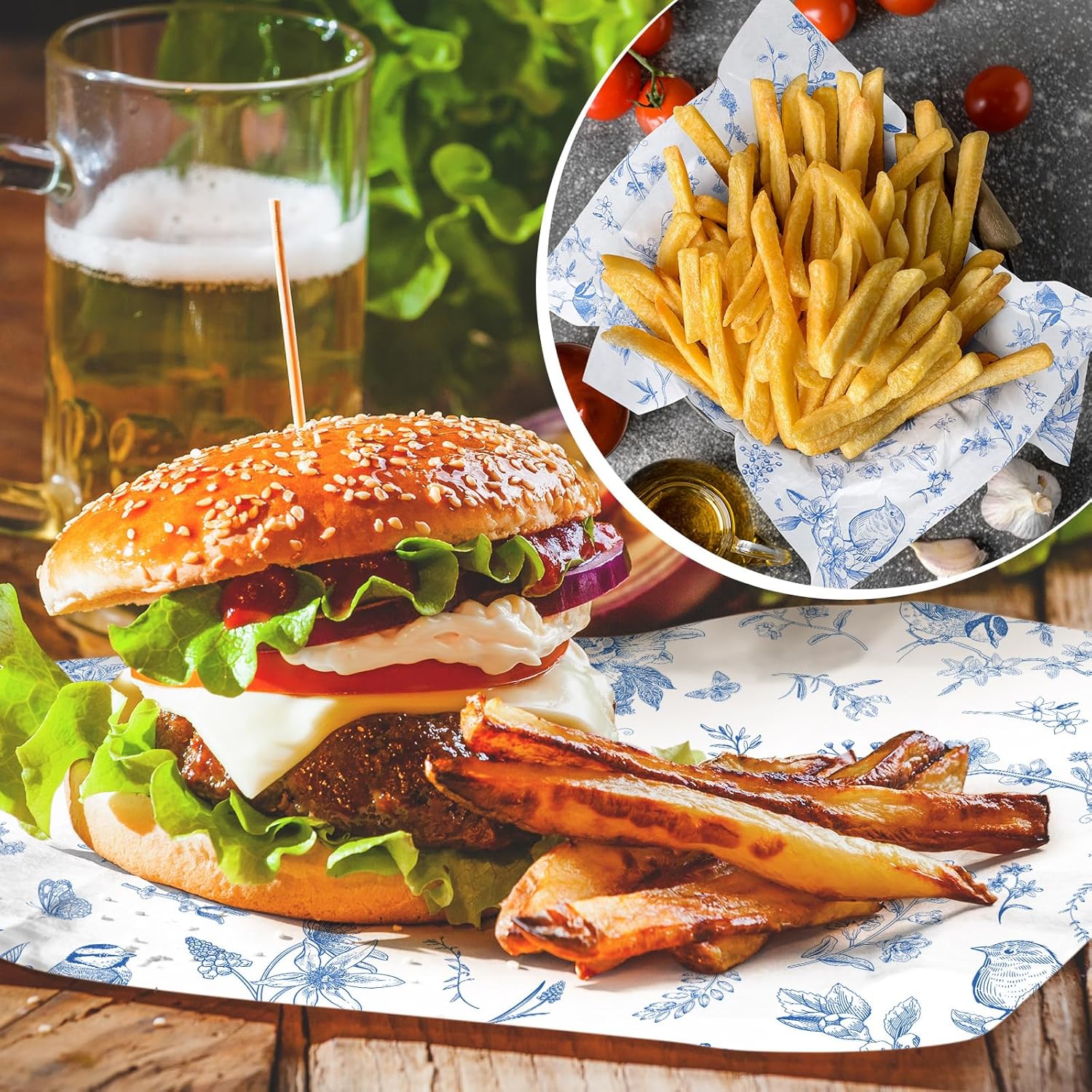 Floral Wax Paper Sheet for Food Chinoiserie