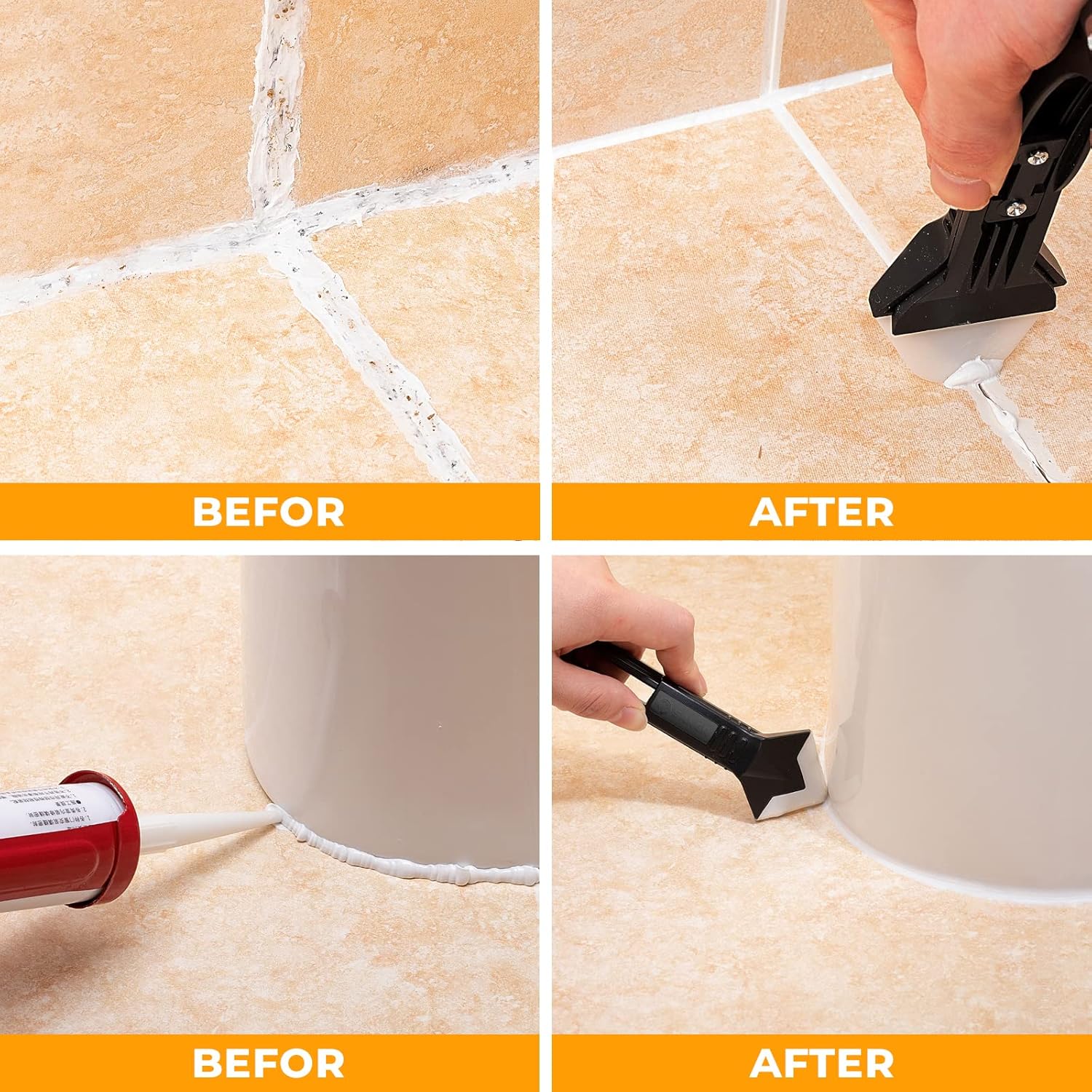 Saker Silicone Caulking Tools-3 in 1 Sealant Finishing Tool