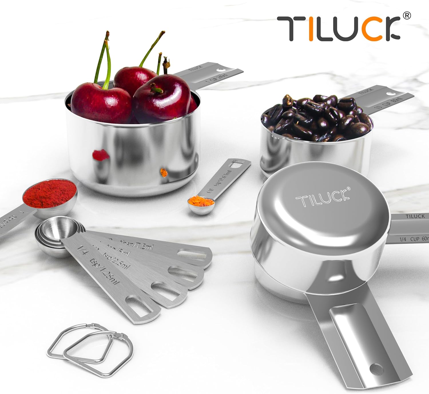 TILUCK Stainless Steel Measuring Cups & Spoons Set