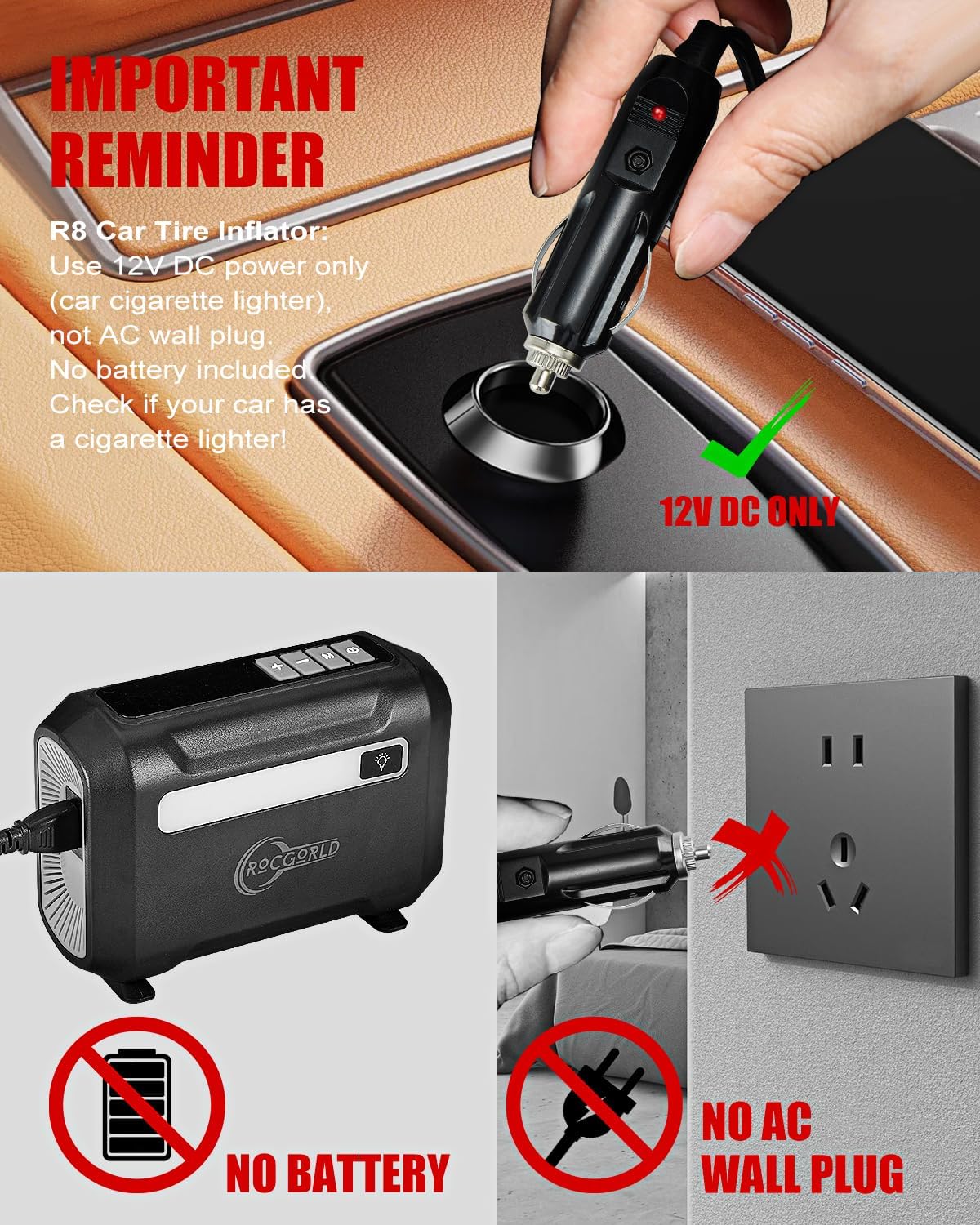 R8 Portable Tire Inflator Air Compressor
