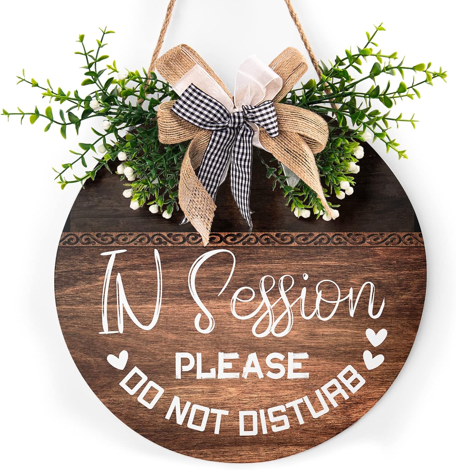 Round Wooden Farmhouse Welcome Door Sign