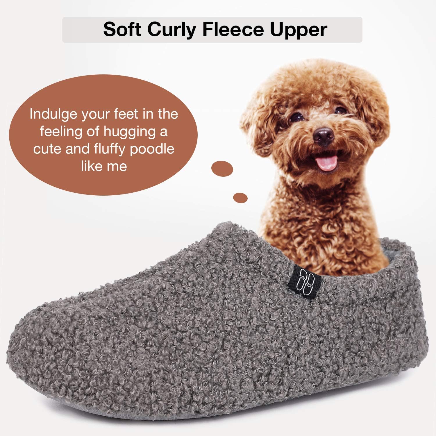 HomeTop Women's Fuzzy Curly Fur Foam Slippers