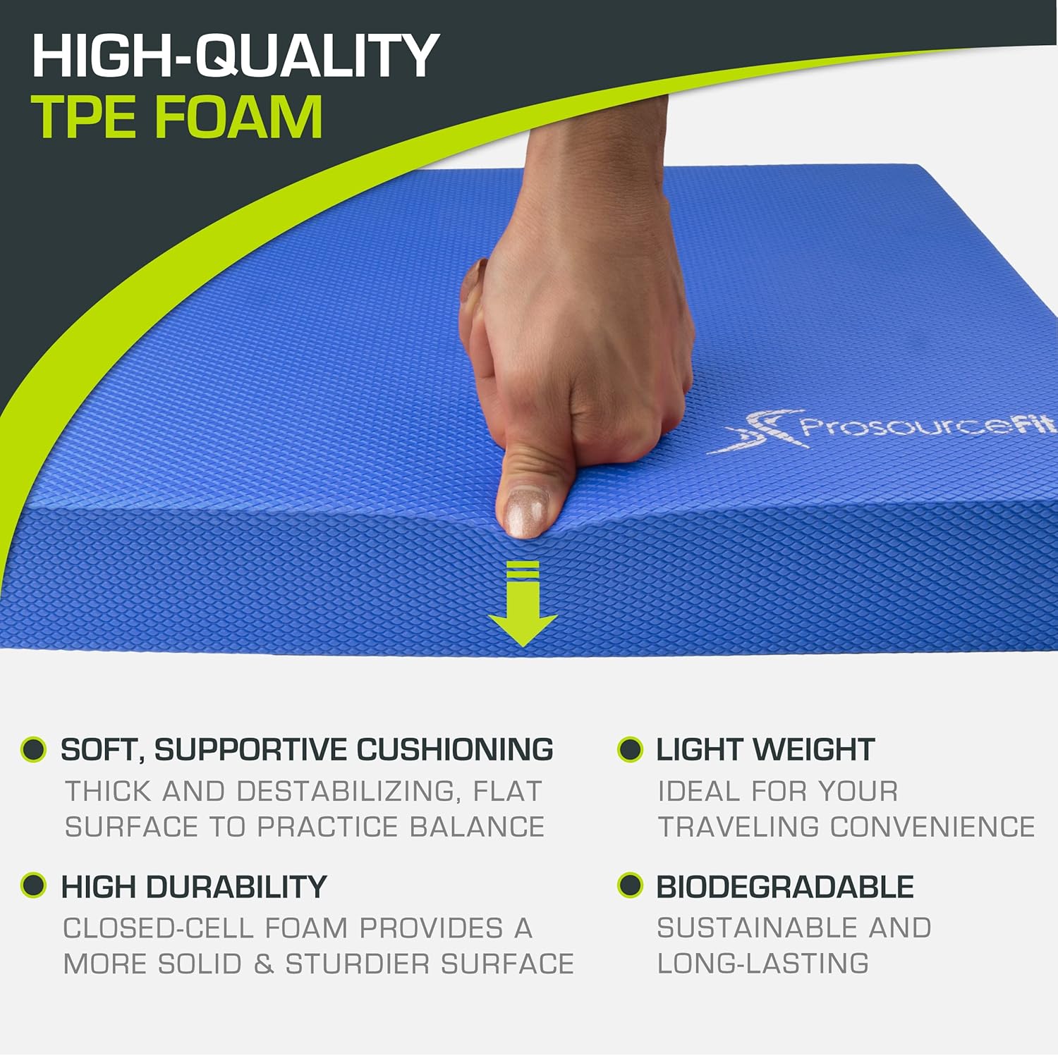 ProsourceFit Exercise Balance Pad Non-Slip Foam Mat