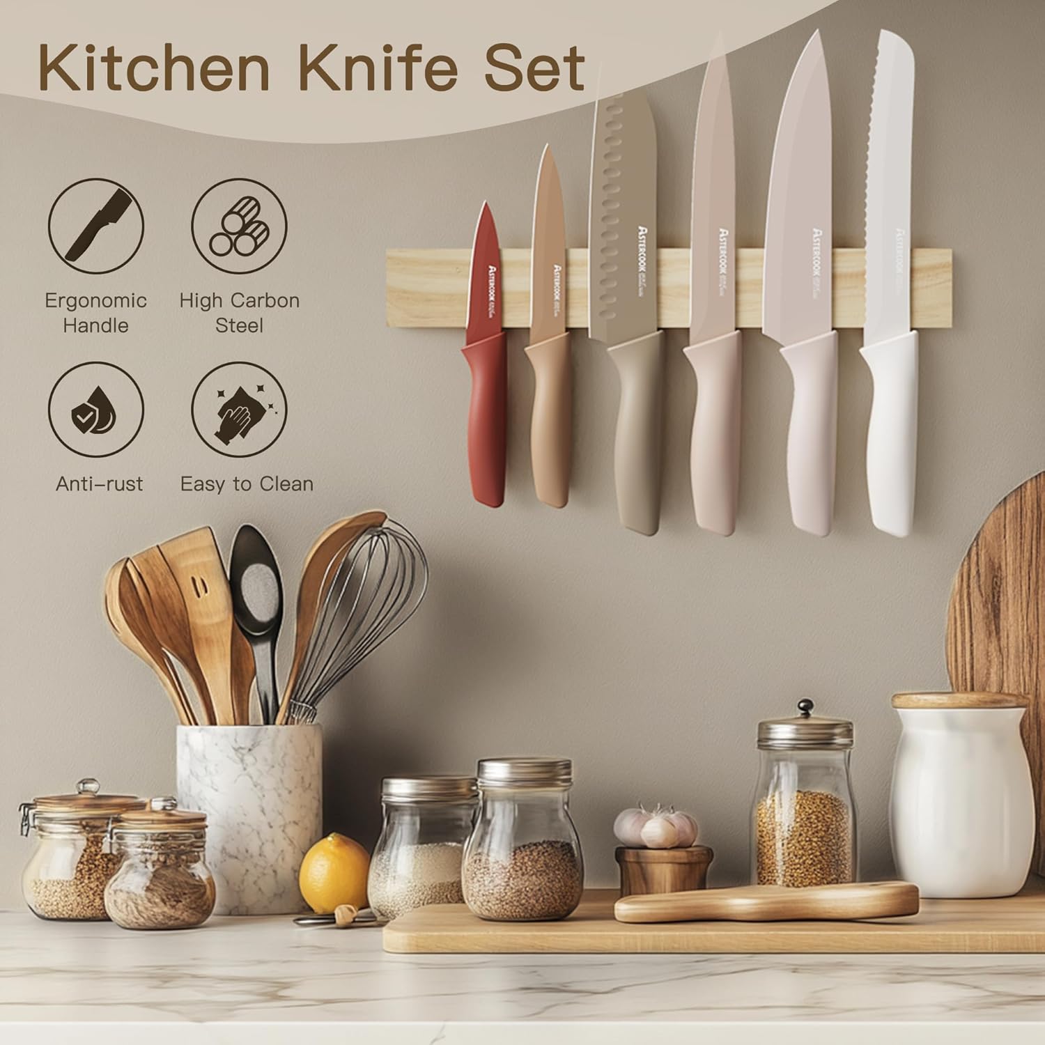 Astercook Kitchen Knife Set Stainless Steel