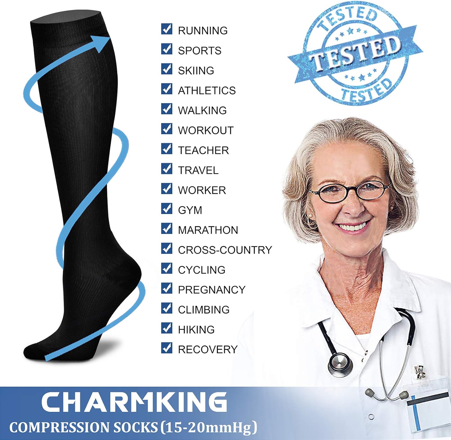 CHARMKING Compression Socks for Men & Wome