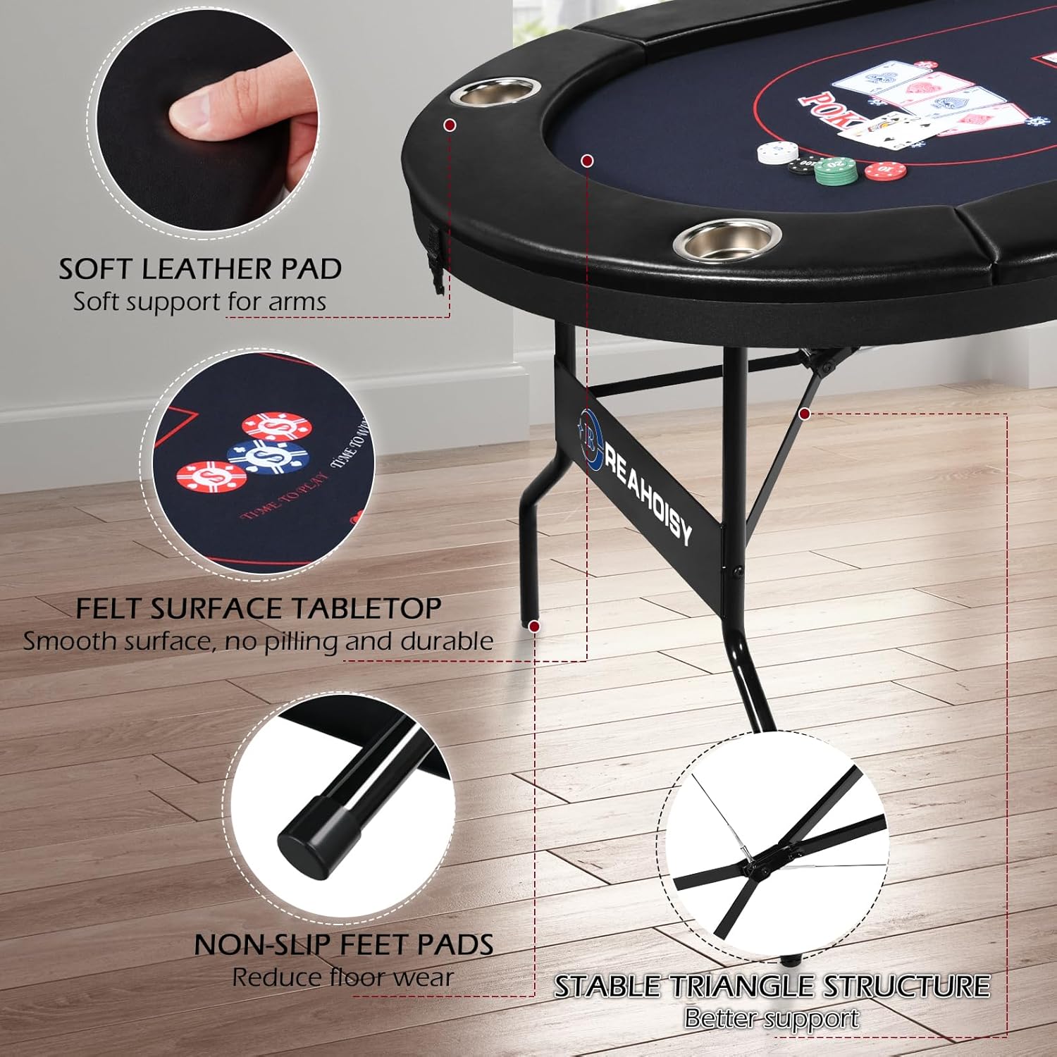 Poker Table Foldable, 8/10 Player Folding Poker Tables