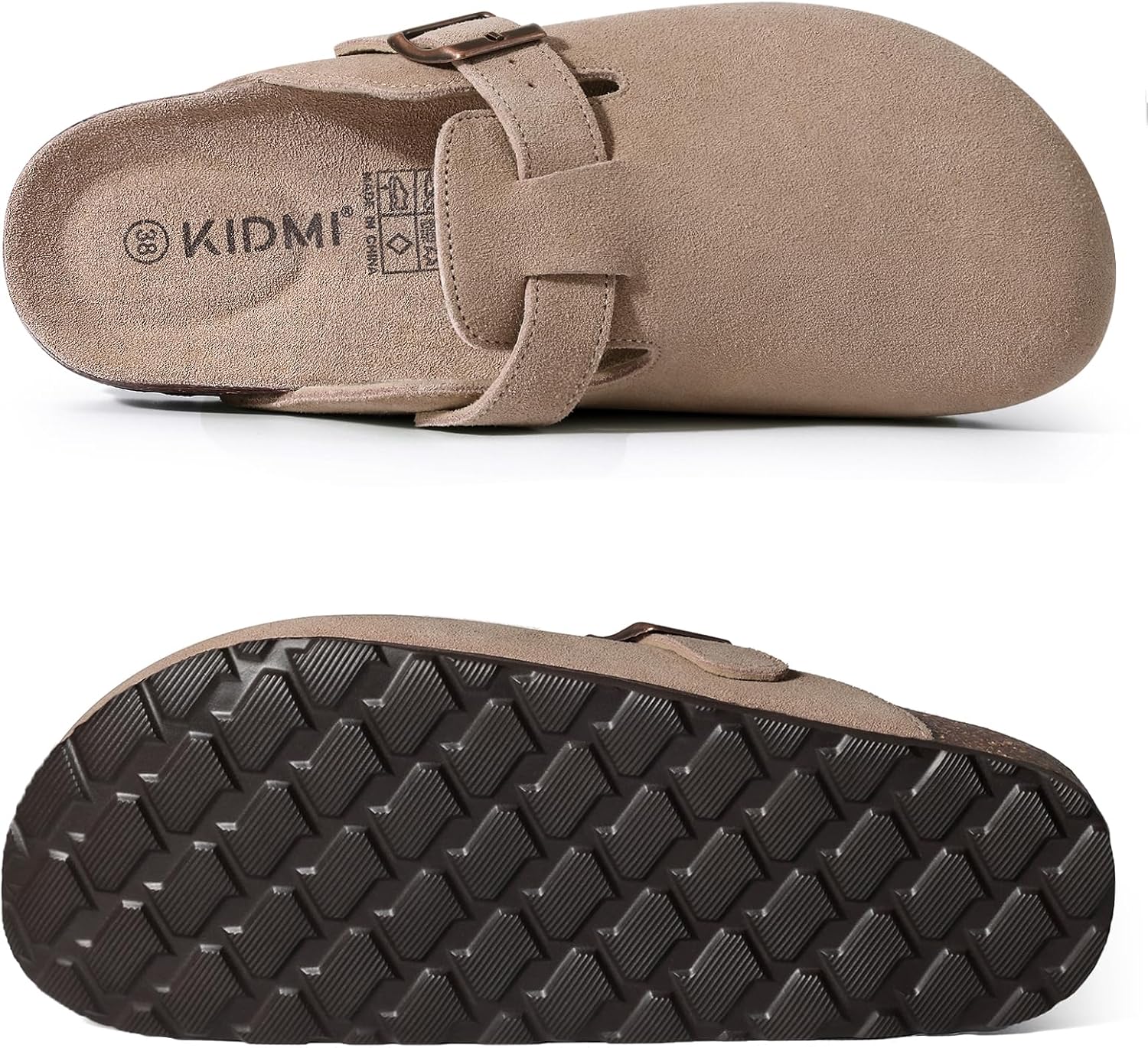 KIDMI Genuine Suede Clogs for Women Cork Footbed Sandals