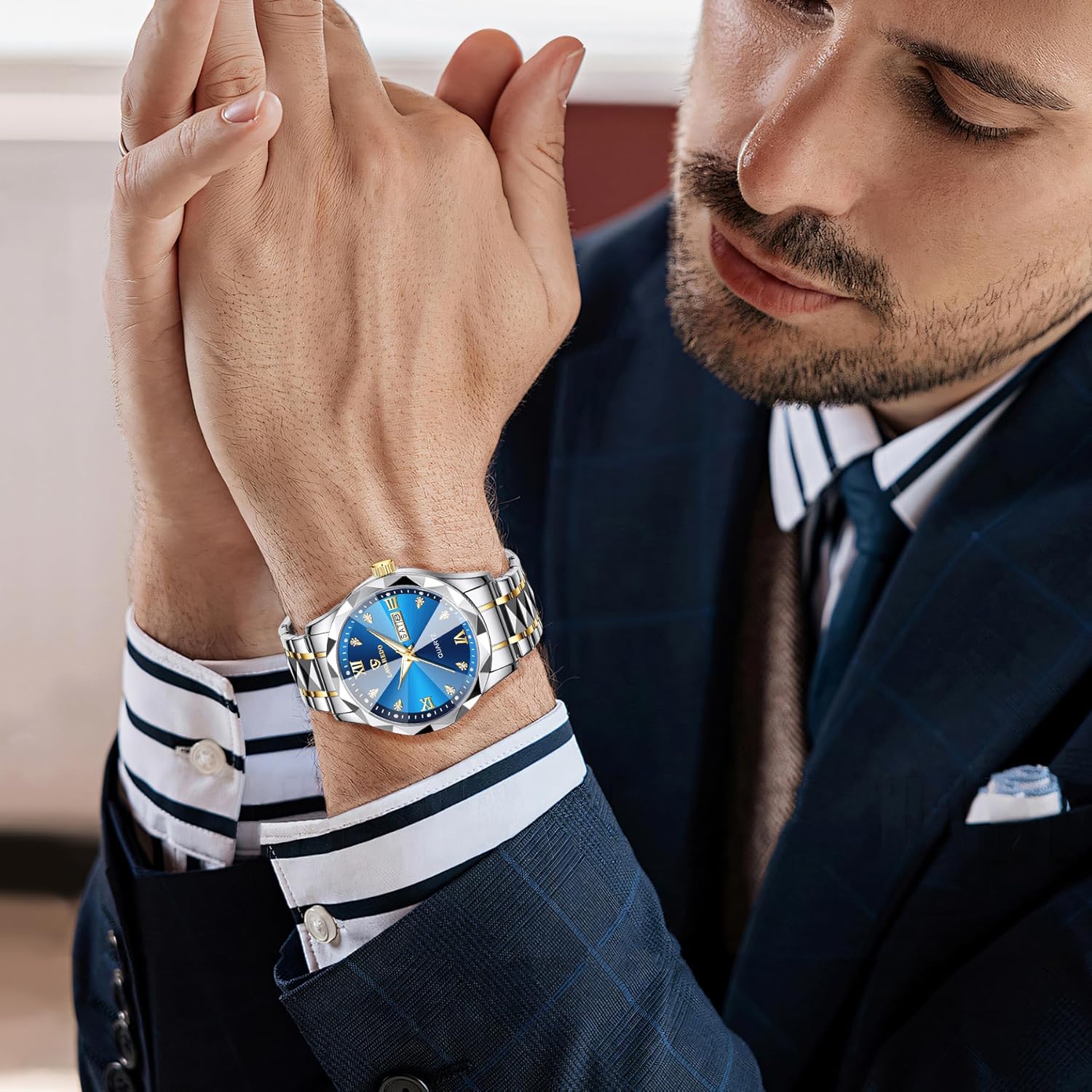 Men’s Luxury Diamond Stainless Steel Watch