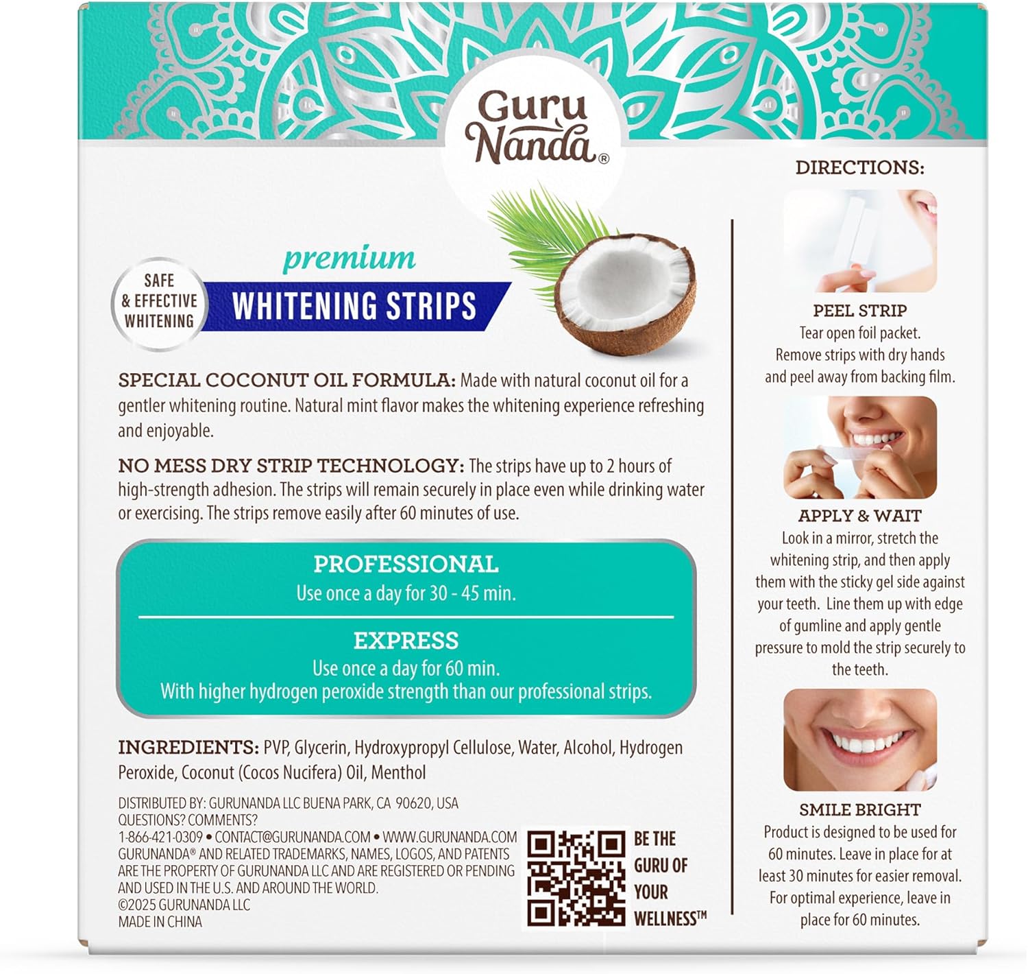 GuruNanda Teeth Whitening Strips with Non-Slip