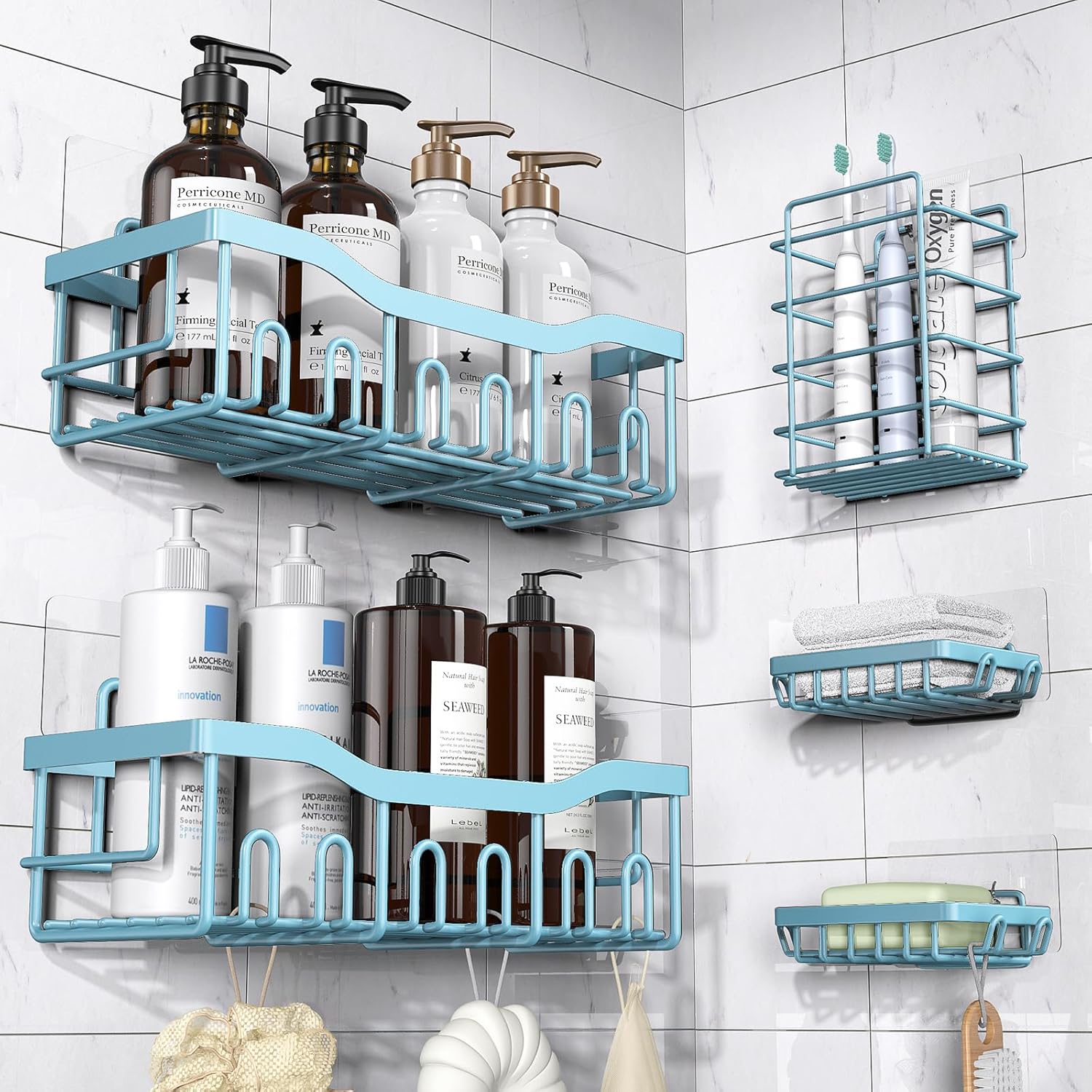 5-Pack Adhesive Shower Caddy