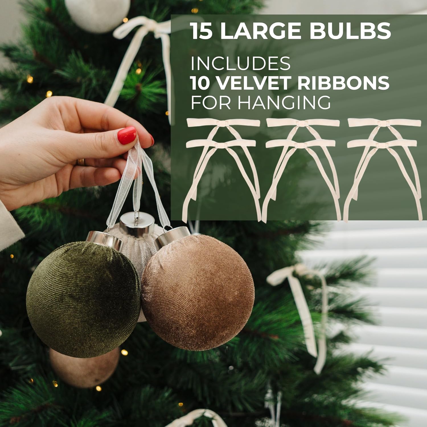 Elegant Velvet Christmas Ornaments & Velvet Bows Set