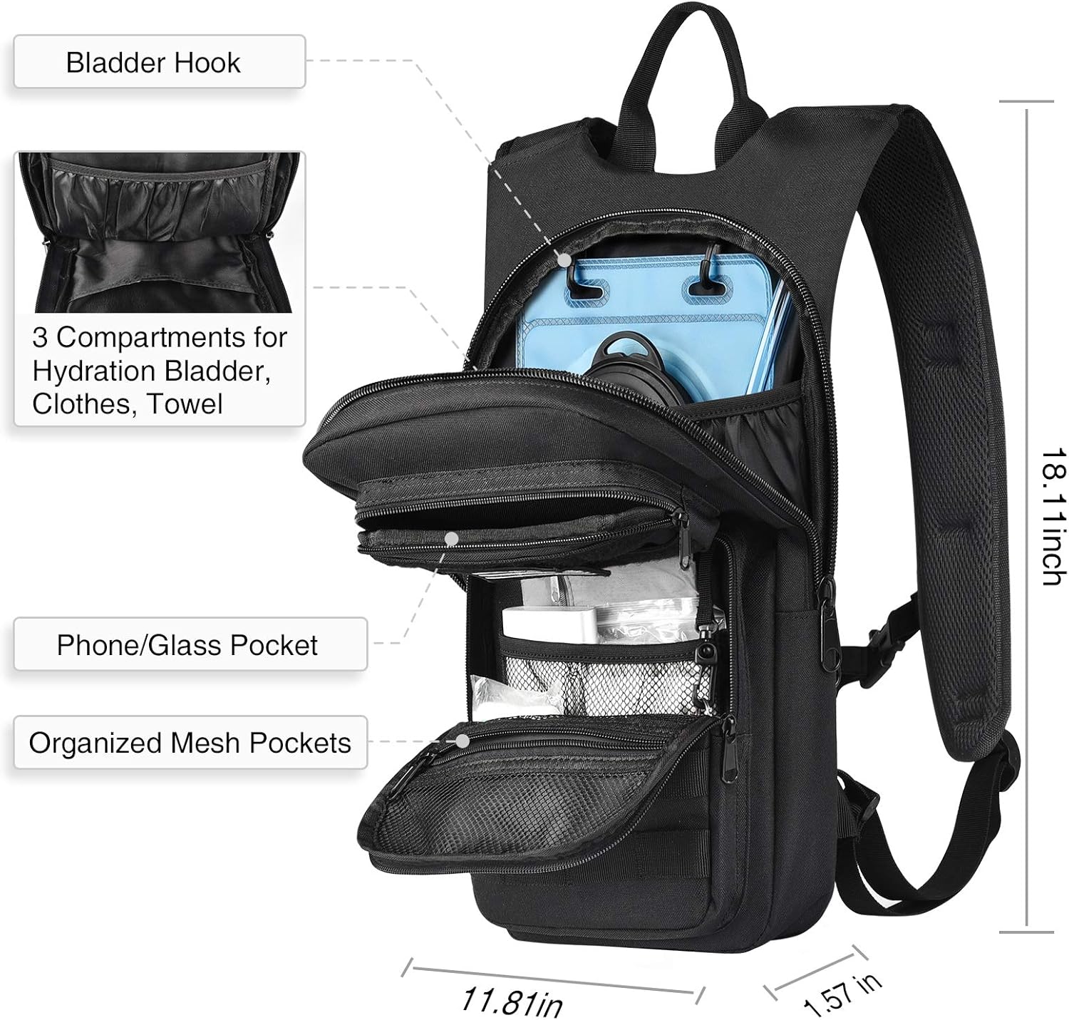 NOOLA Hydration Backpack with 3L Water Bladder