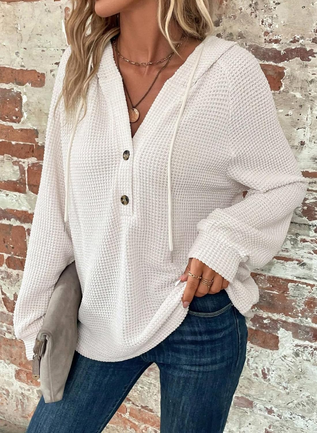 Dokotoo Hoodies for Women Waffle Knit Long Sweatshir