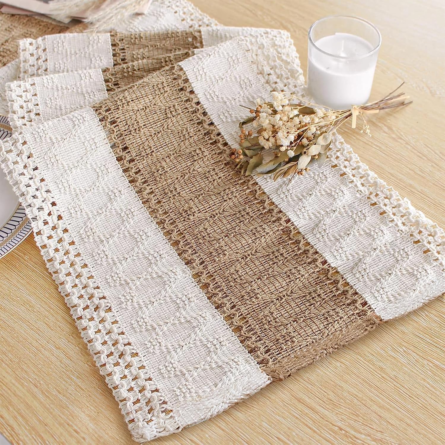 FEXIA Boho Table Runner for Thanksgiving Fall Christmas