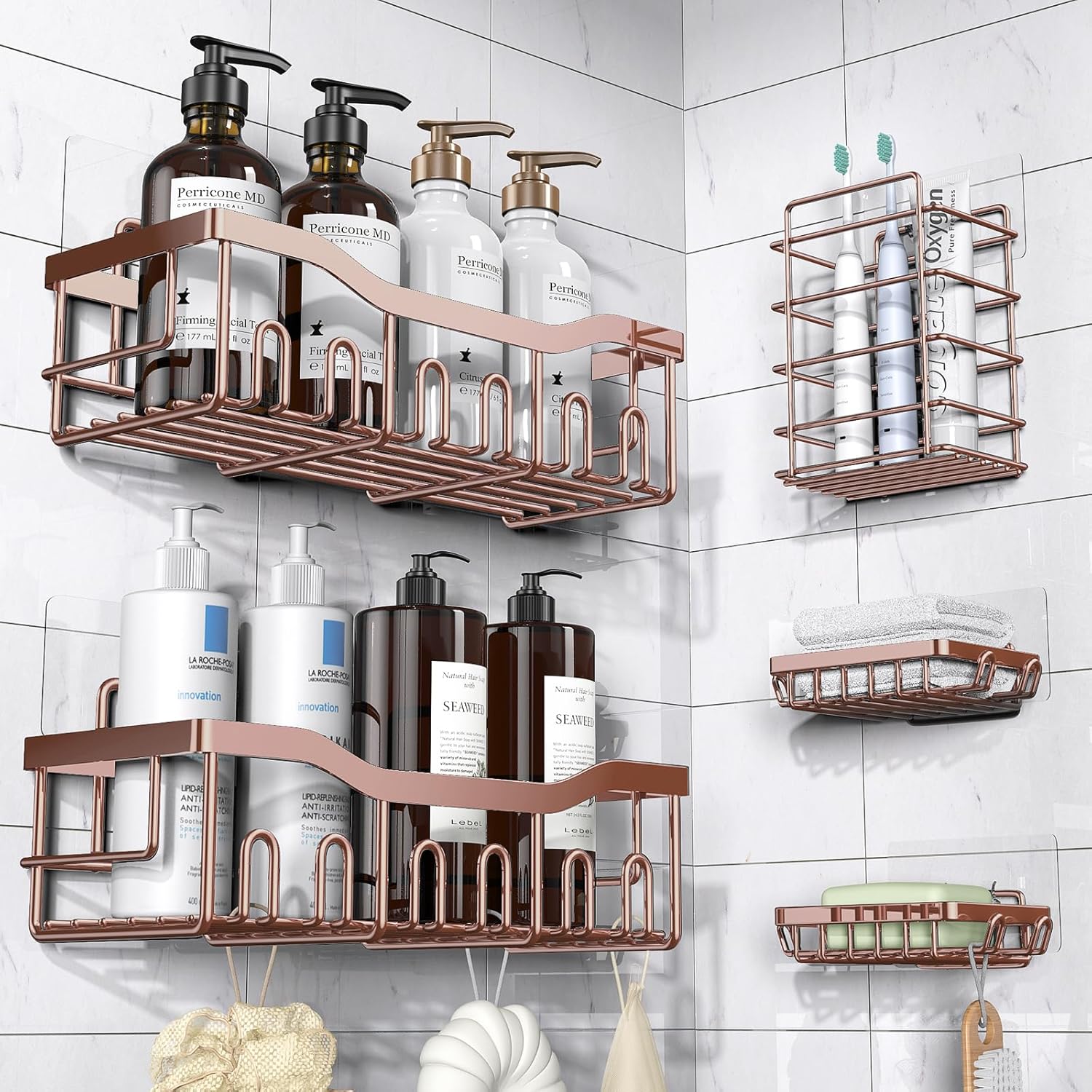 5-Pack Adhesive Shower Caddy