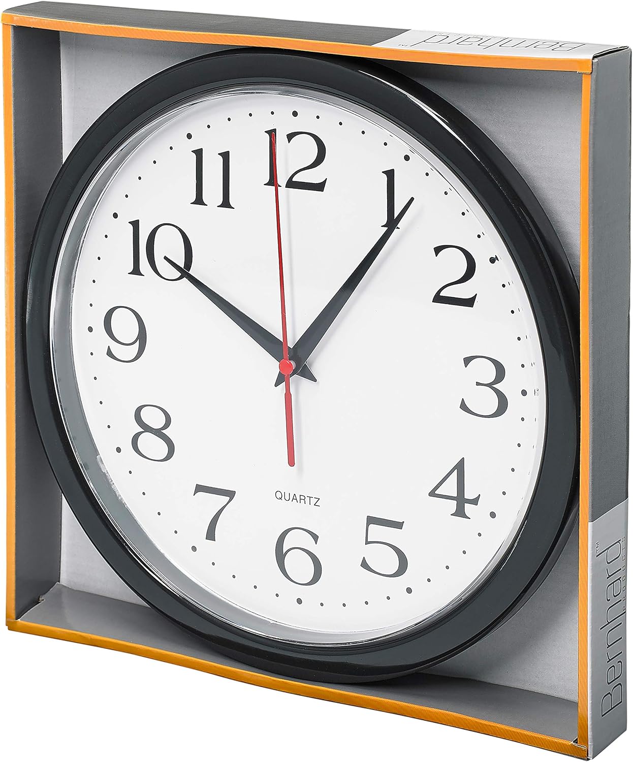 Bernhard Products Black Wall Clock Silent Non Ticking