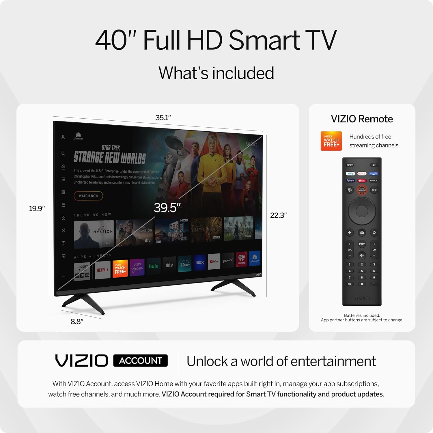 VIZIO 40" Full HD Smart TV | 1080p, Alexa
