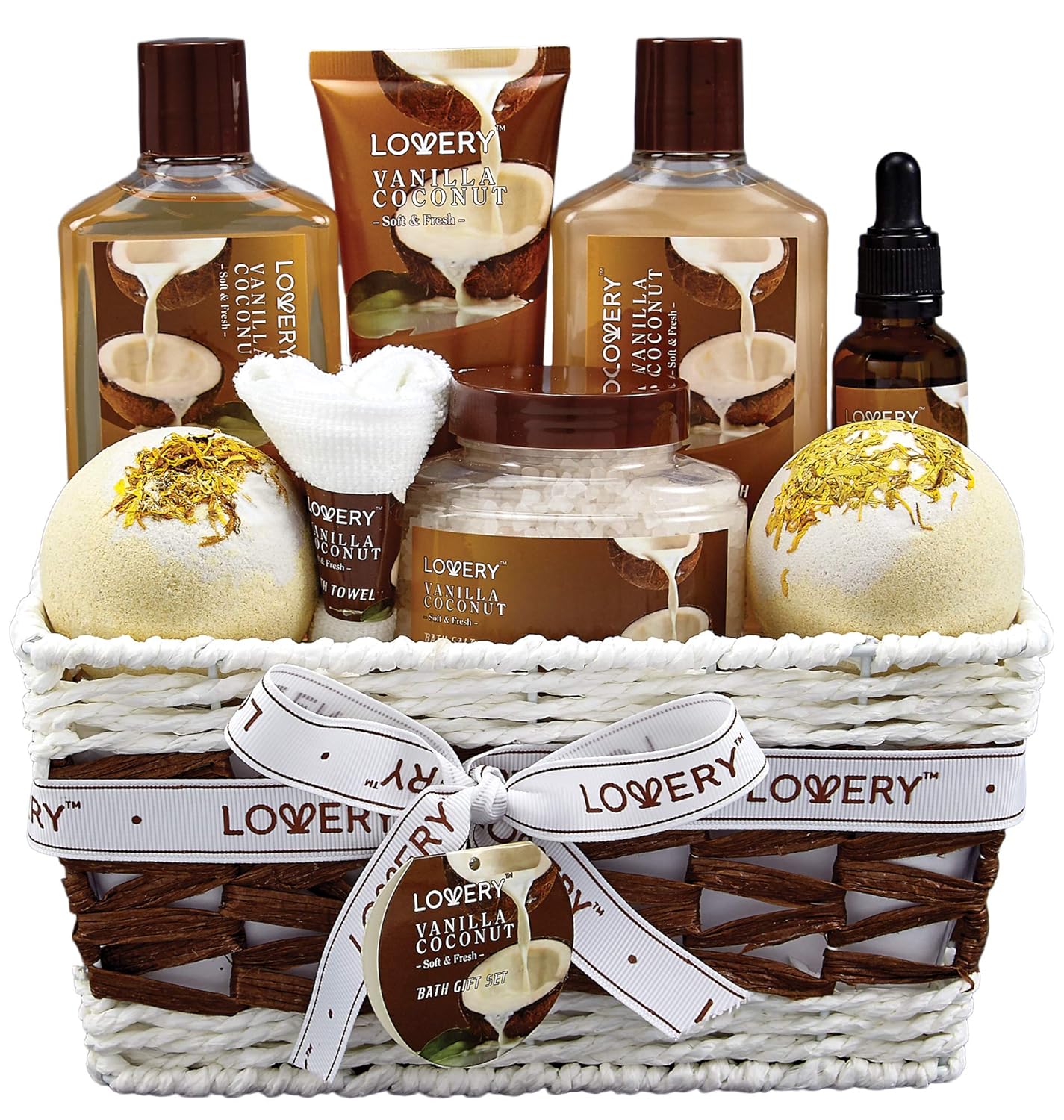 Women’s Spa Gift Basket – 9pc Vanilla Coconut Set