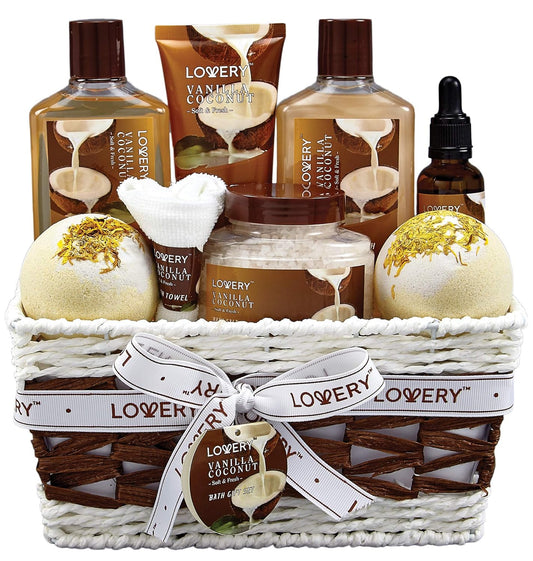 Women’s Spa Gift Basket – 9pc Vanilla Coconut Set